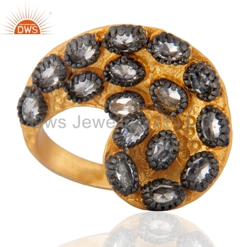 White Zircon 18k Gold Plated Ring