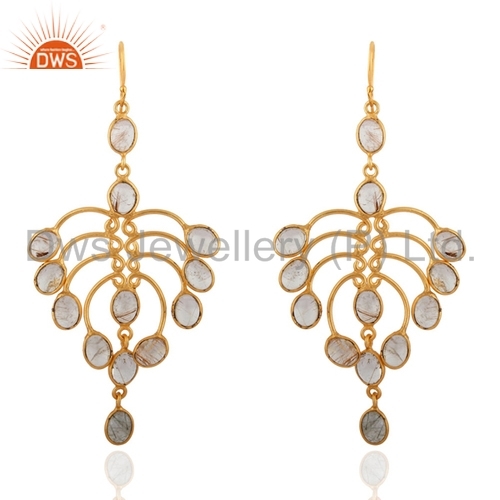 Rib Cage Rutilated Quartz Gemstone Earrings