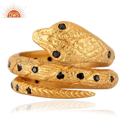 Black Zircon 24k Gold Plated Ring