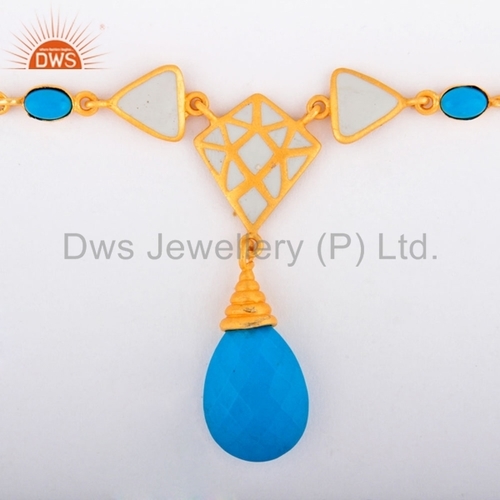 Turquoise 18k Gold Plated Brass Pendant