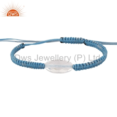 Crystal Quartz Sky Blue Macrame Bracelet