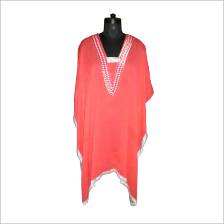 Carrot Colour Self Print Kaftan