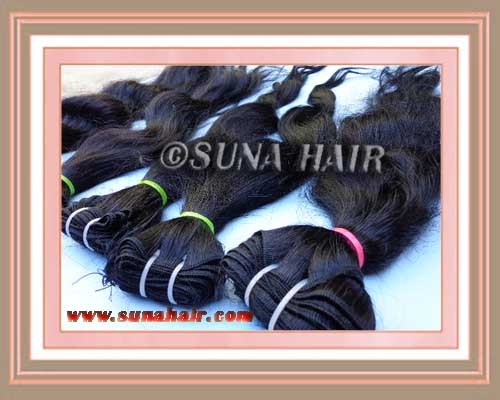 Wavy natural full cuticle never sedding high quality hair ex