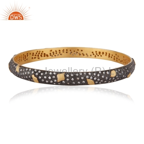 White Cubic Zirconia 18k Gold Plated Bangle