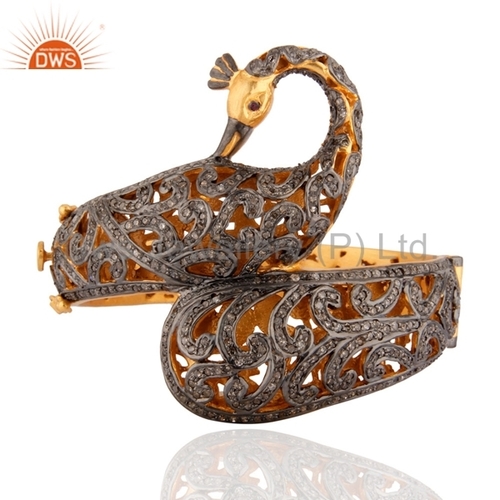 Round Brilliant Cut Traditional Natural Diamond Bangle Jewelry