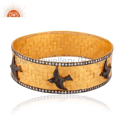 925 Silver Gold Plated Zircon Bangle Gender: Women