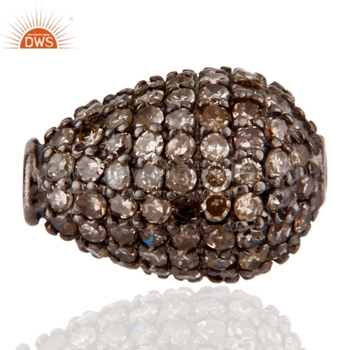 Silver Pave Diamond Beads
