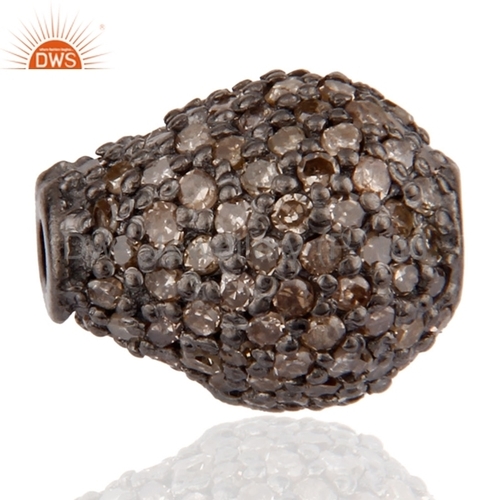 Round Brilliant Cut Silver Pave Diamond Beads Finding Jewelry