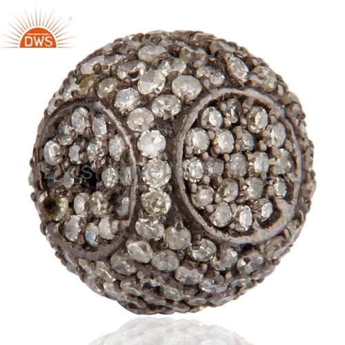 Diamond Pave Sterling Silver Beads - Round Brilliant Cut Design | Sparkling Jewelry Findings