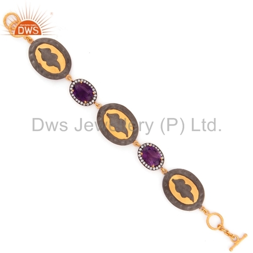 Sterling Silver Amethysts Bracelet