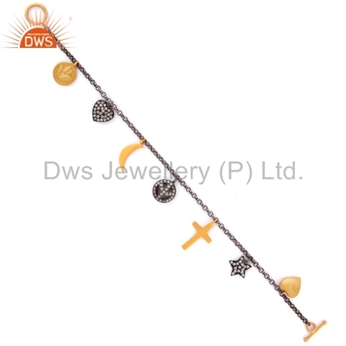 Rhodium Plated Sterling Silver Charm Bracelets