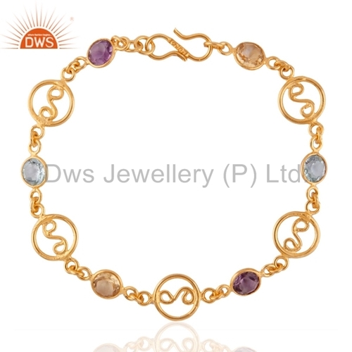 Sterling Silver 18k Gold Plated Amethyst & Citrine Bracelets