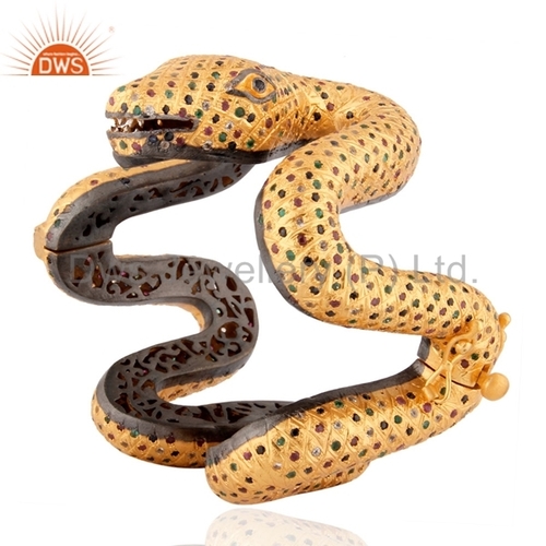 Emerald/Sapphire/Ruby 18k Gold Vermeil Bangle