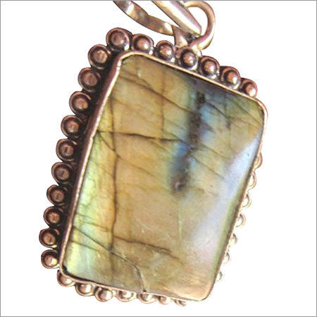 Brown Labradorite Square 20x30mm Metal Ready To Wear Pendant