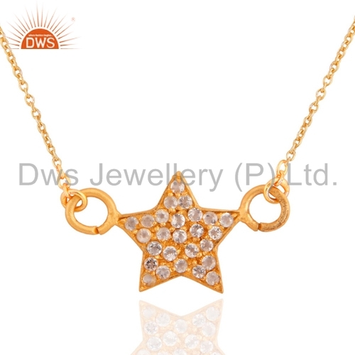 White Star Design 925 Silver Gold Plated Pendant