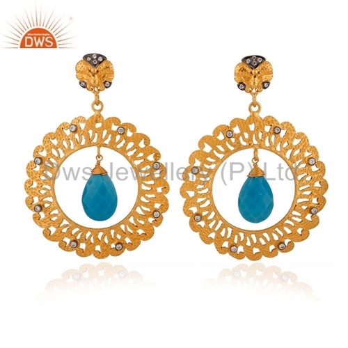 Sterling Silver Gold Plated Turquoise Earrings Gender: Women
