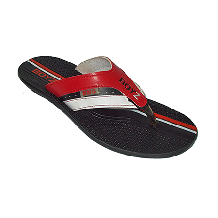 PU Men's Slippers - PU Rexin, V Shape, Red | Slip-On, Stylish, Moisture Proof, Lightweight, Durable Sole