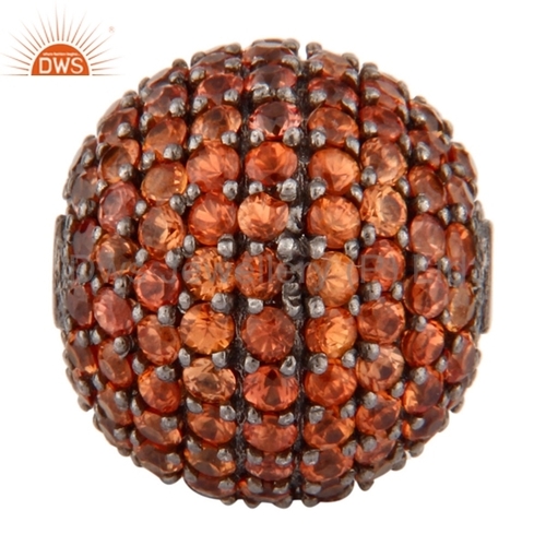 Pave Gemstone Silver Beads