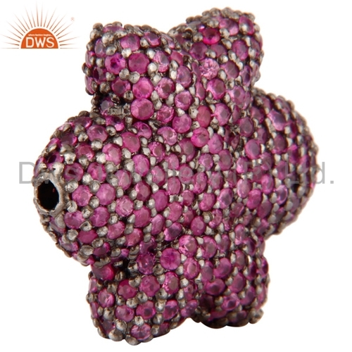 925 Silver Pink Sapphire Bead Finding Jewelry