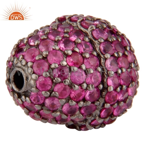 Pink Sapphire Sterling Silver Bead Charms