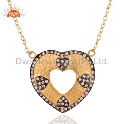 Sterling Silver 18K Gold GP Zircon Pendant