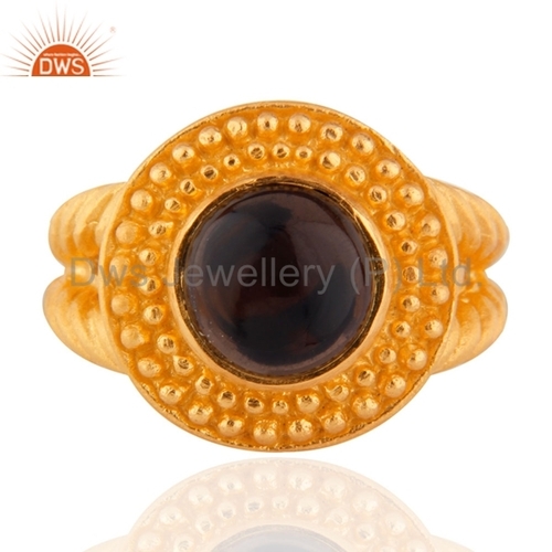 24K Gold Vermeil Smoky Quartz Sterling SIlver Ring