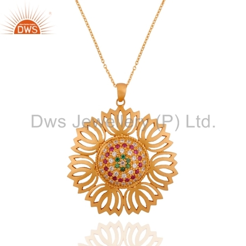 Multi Color Zircon 925 Silver Pendant Gender: Women