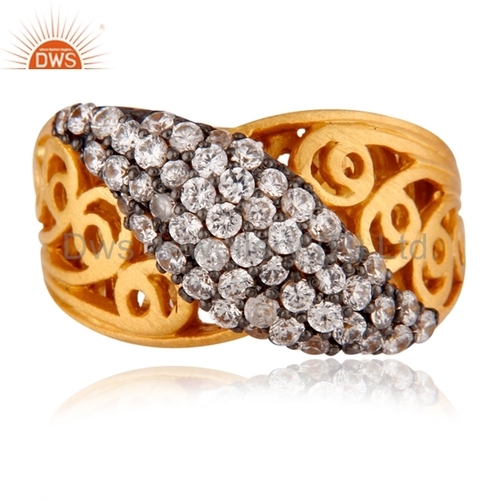 Designer Gold Plated 925 Silver Cubic Zirconia Ring Wedding Jewelry Gender: Children