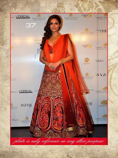 Lehnga - Silk Blend, 52 Inches, Orange | Handcrafted Embroidery, Elegant Design, Comfortable Wear
