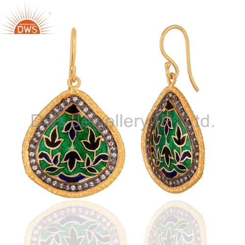 Handmade Enamel Design 925 Silver Earrings