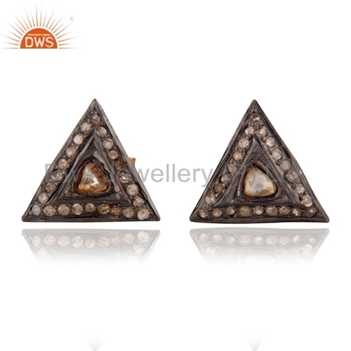 Round Brilliant Cut Silver Pave Diamond Stud Earrings Jewelry