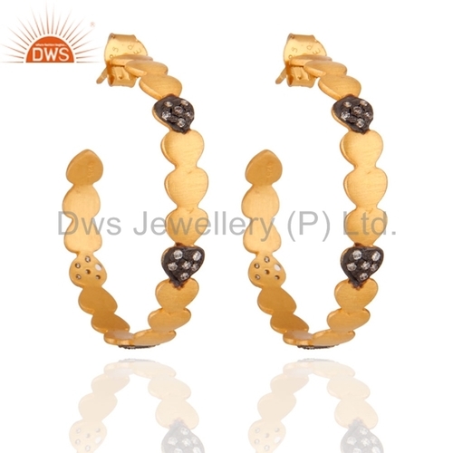 Cz Silver Gold Plated Designer Hoop Earrings Gender: Women