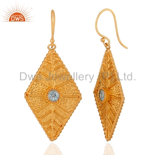 Blue Topaz Handmade Gold Plated Earring Jewelry Gender: Women