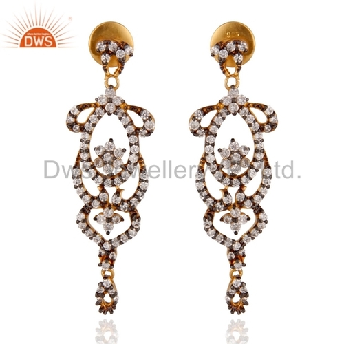 Designer 925 Silver White Zircon Earrings Jewelry For Women'S Gender: Children