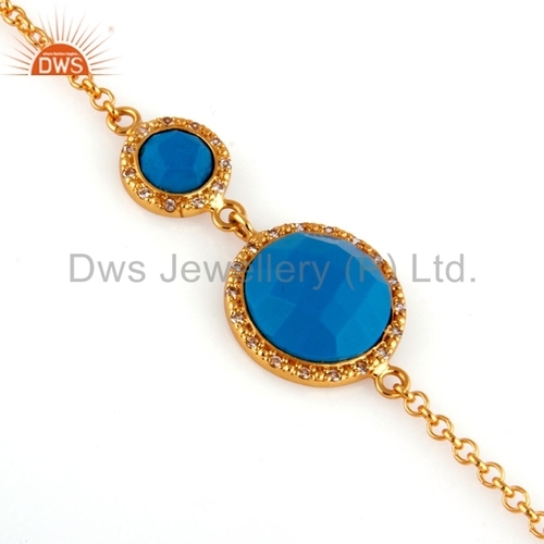 Sterling Silver Gold Plated Turquoise Bracelets - 7 Inch, Lobster Clasp | Elegant Design, Durable Material, Stylish Accessory
