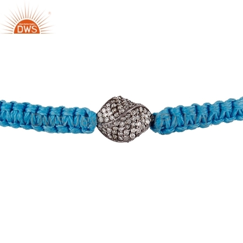 925 Silver Pave Diamond Bead Bracelet