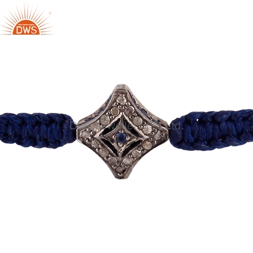 Pave Diamond 925 Silver Blue Sapphire Bracelet