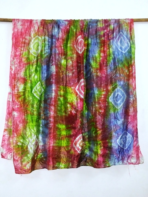 100% Silk tye dye silk scarfs of india