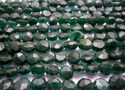 Emerald Cut 8Mm-9Mm Green Aventurian Faceted Coin Beads Single Strand 13 Inch  