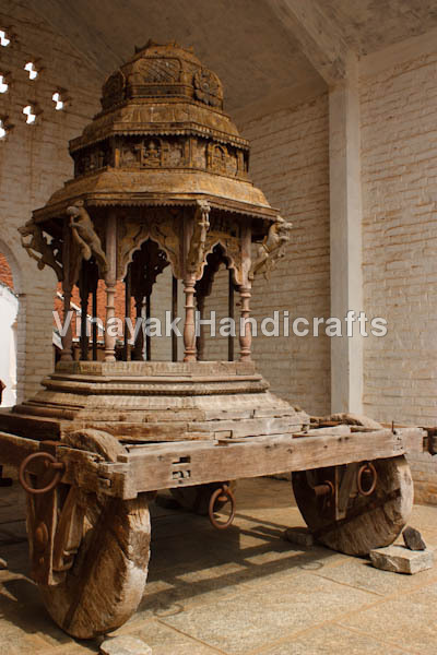 Hindu chariot with wood wheels