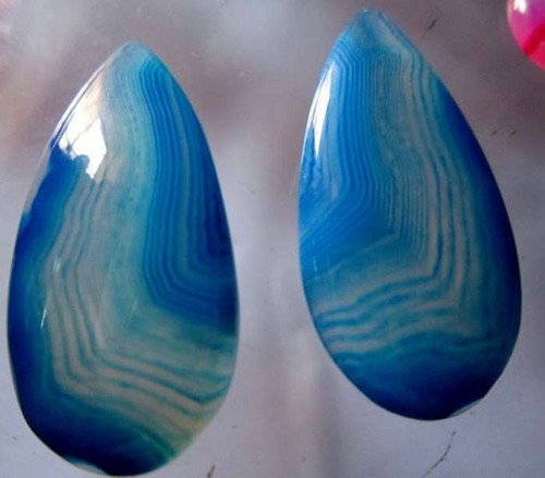 Natural Chalcedony Cabochons - Almond Shape, 2 Pcs Set | Blue Moonstone, Oval Cut Design