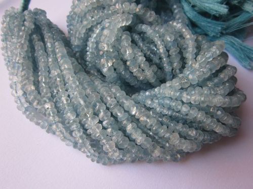 Aquamrine faceted rondell beads one strand 4mm 13 inch 