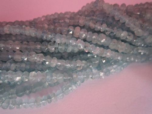 Aquamrine faceted rondell beads one strand 5mm 13 inch 