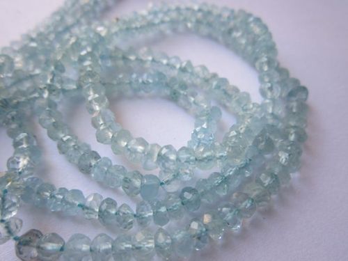 Aquamrine faceted rondell beads one strand 3mm 13 inch 