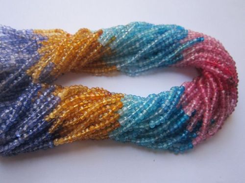 Multi 4 color shaded faceted rondell beads one strand 3mm-4mm 13 inch 