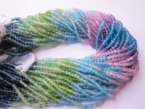 Multi 5 color shaded faceted rondell beads one strand 3mm - 4mm 13 inch 