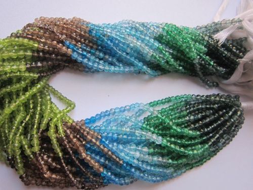 Multi 5 color shaded faceted rondell beads one strand 3mm - 4mm 13 inch 