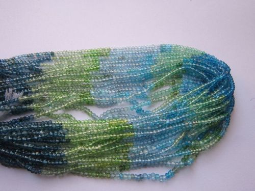 Multi 4 color shaded faceted rondell beads one strand 3mm - 4mm 13 inch 