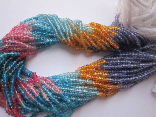 Multi 5 color shaded faceted rondell beads one strand 3mm - 4mm 13 inch 