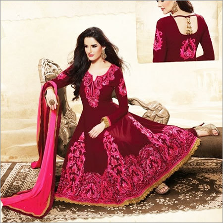 Readymade Salwar Suit - Velvet, Ankle Length, Maroon | Floral Embroidery, Elegant Design, Comfortable Fit